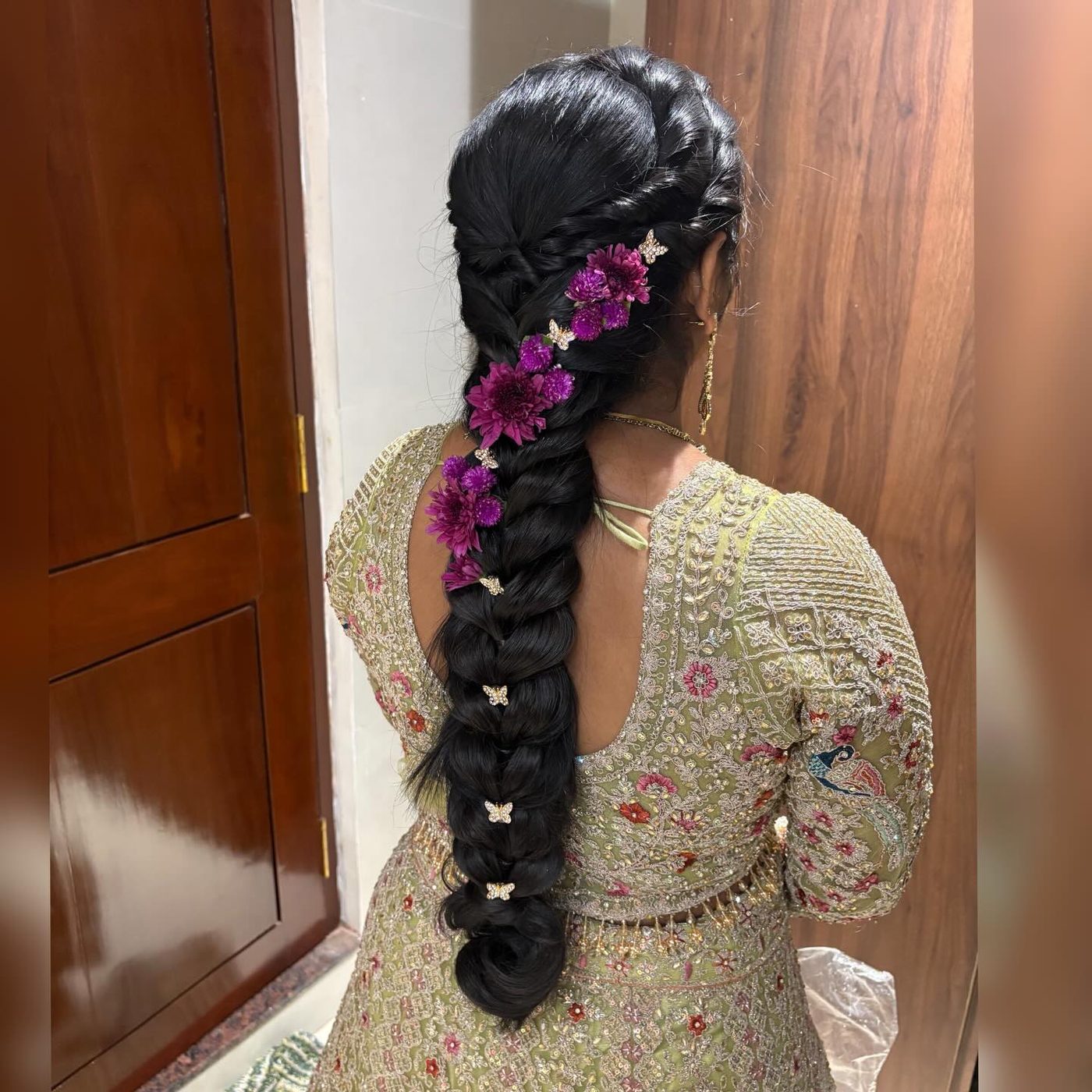 Braid with purple orchids