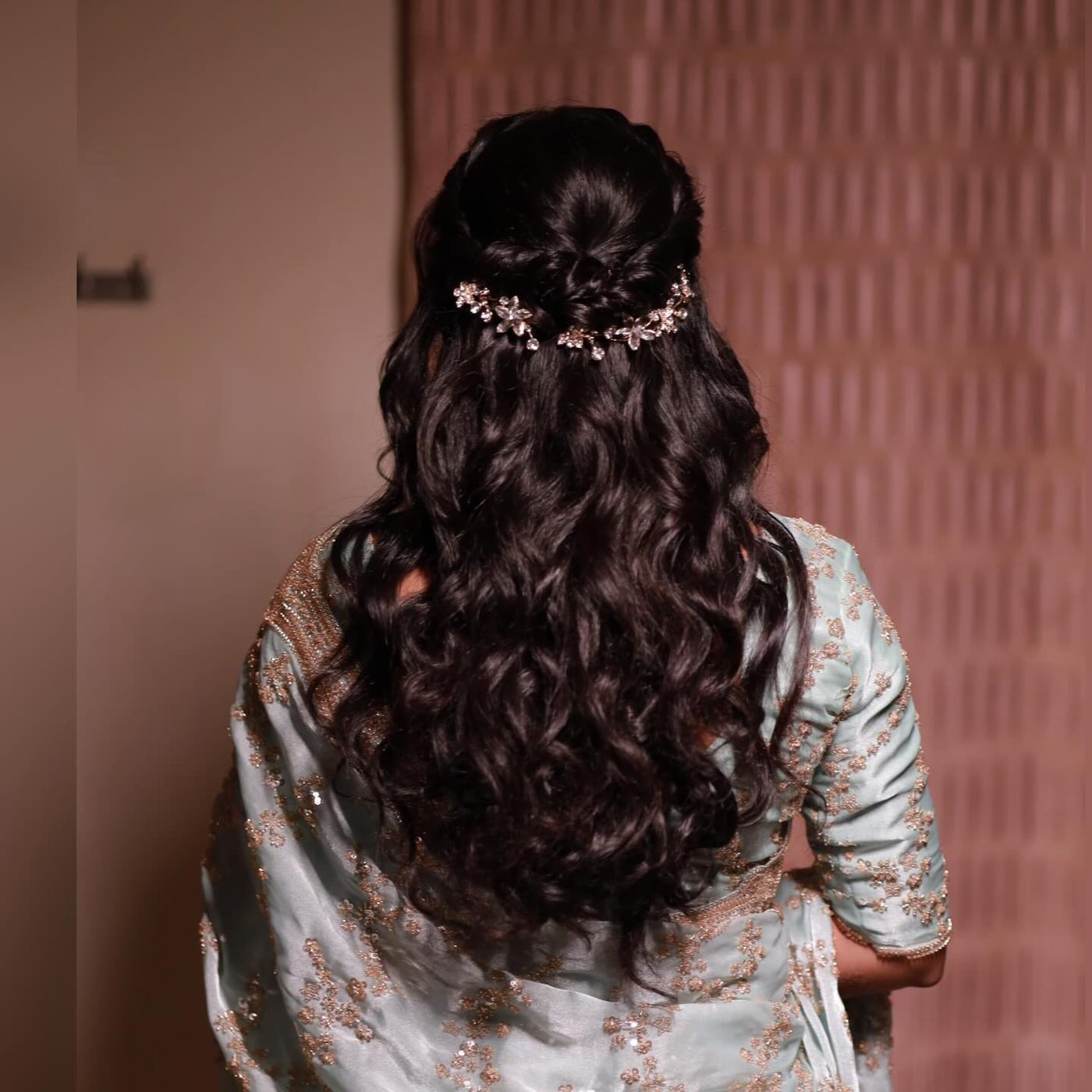 Curls with floral pins